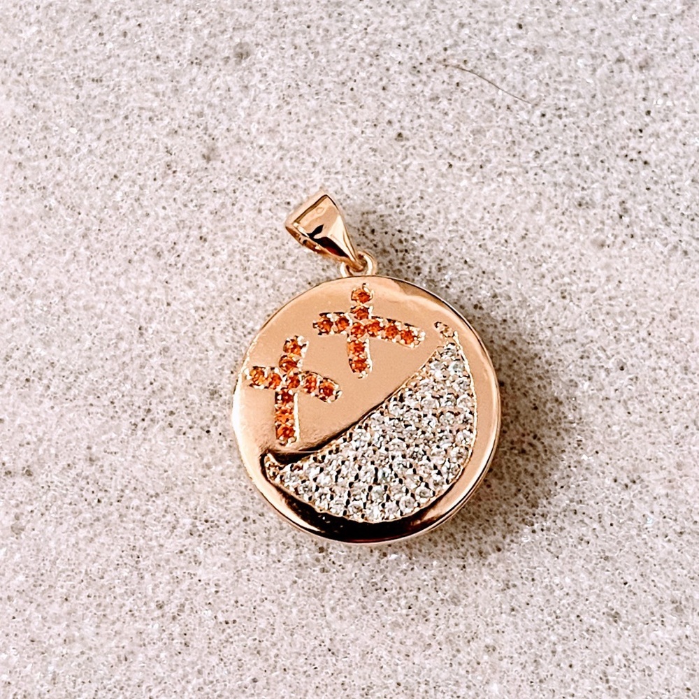 Vermeil Gold and Crystal Spinning Pendant